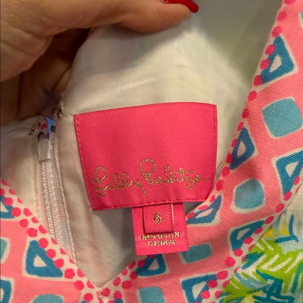 Lilly Pulitzer Green and Pink Palm Print Midi Dress - Picture 3 of 6